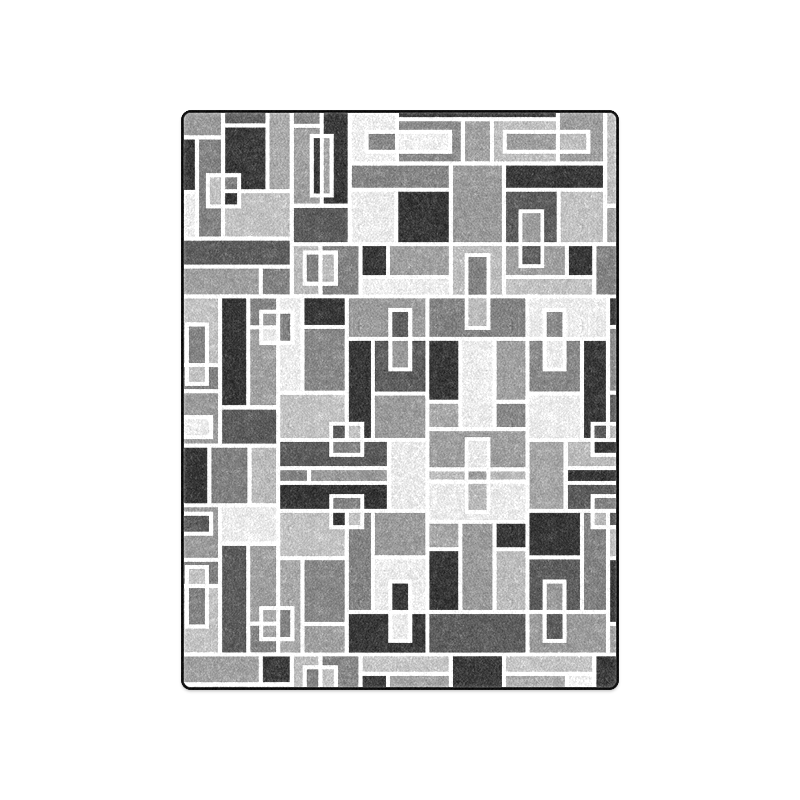 Monochrome Geometric Blocks by ArtformDesigns Blanket 50"x60"