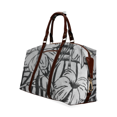 black and white palm flowers Classic Travel Bag (Model 1643)