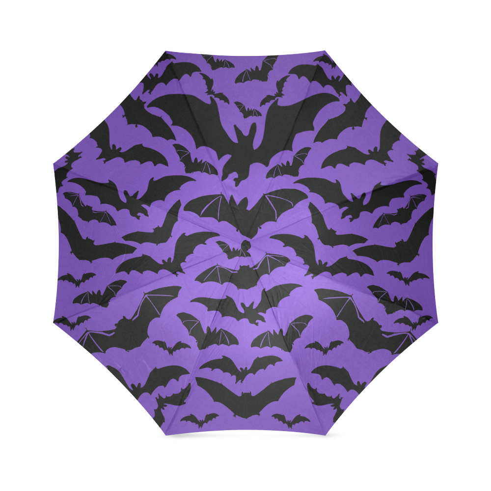 Purple and black bats umbrella Foldable Umbrella (Model U01)