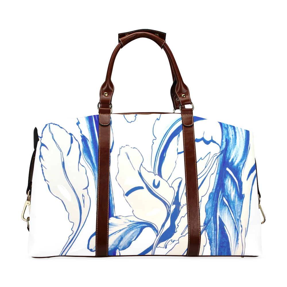 Blue Succulent White Classic Travel Bag (Model 1643)