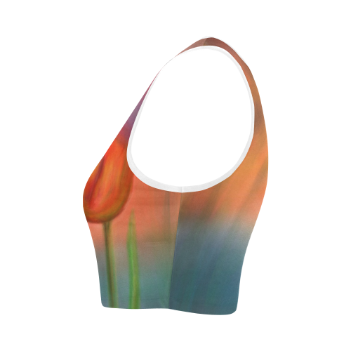 Peach Tulips Women's Crop Top (Model T42)