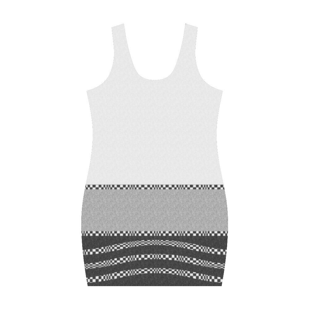 Compostion in Textured White, Grey & Black by Aleta Medea Vest Dress (Model D06)