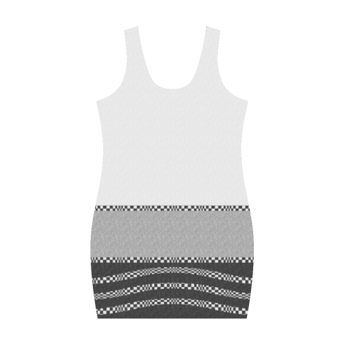 Compostion in Textured White, Grey & Black by Aleta Medea Vest Dress (Model D06)