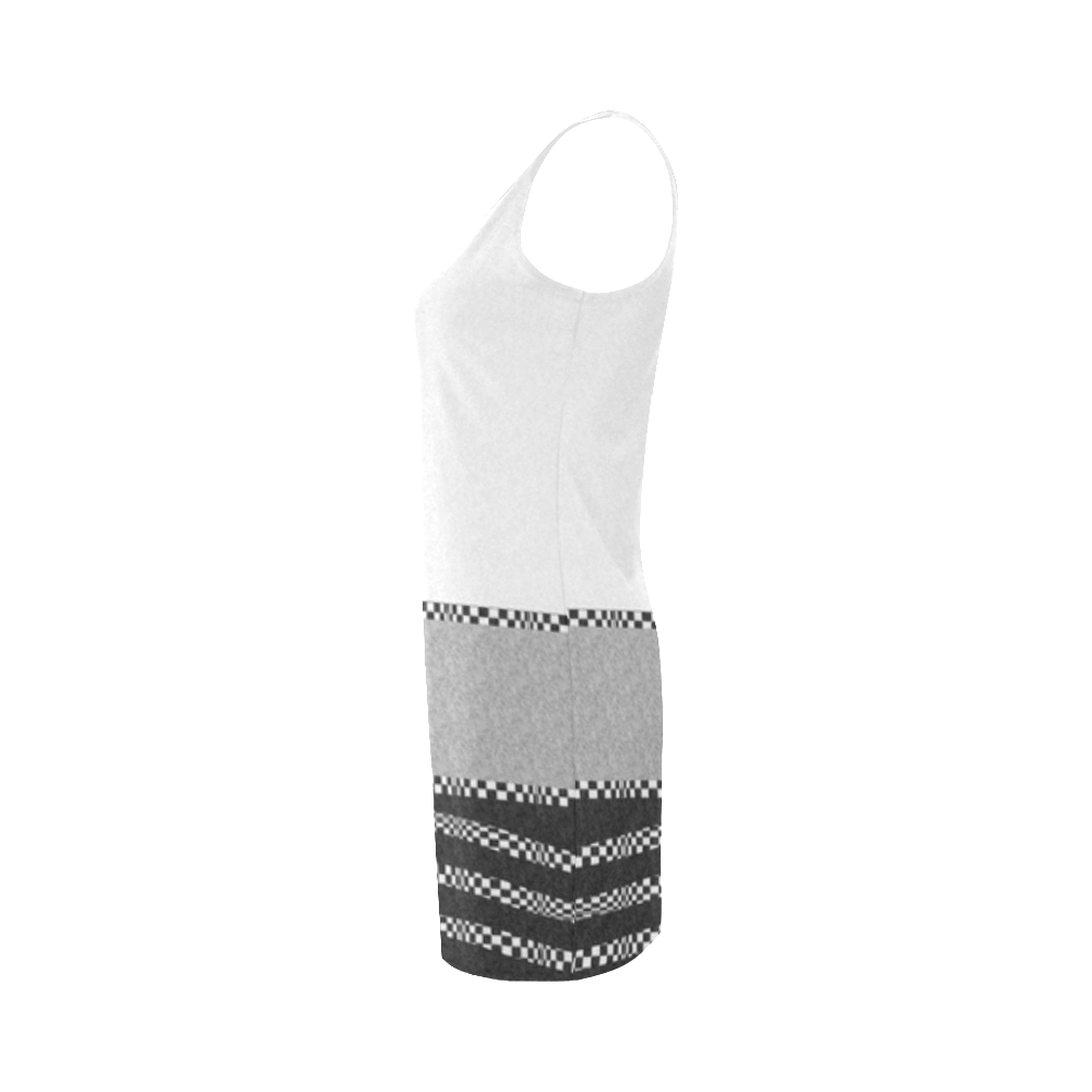 Compostion in Textured White, Grey & Black by Aleta Medea Vest Dress (Model D06)