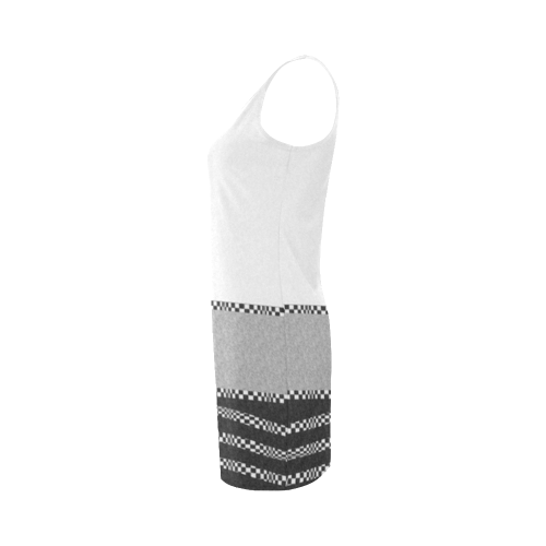 Compostion in Textured White, Grey & Black by Aleta Medea Vest Dress (Model D06)