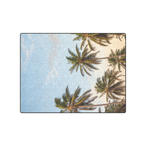 Chilling Tropical Palm Trees Blue Sky Scene Blanket 50"x60"
