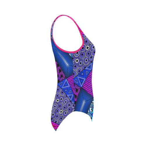 Pink Purple Blue Tangles by ArtformDesigns Vest One Piece Swimsuit (Model S04)