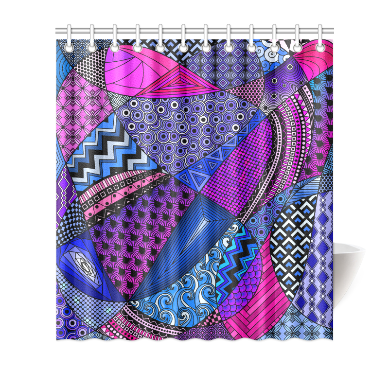 Pink Purple Blue Tangles by ArtformDesigns Shower Curtain 66"x72"