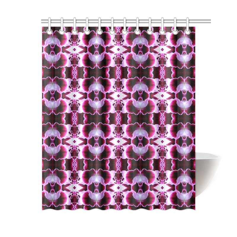 Purple White Flower Abstract Pattern Shower Curtain 60"x72"