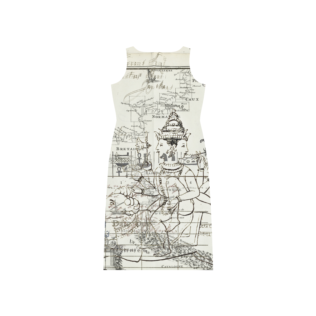 A MAP AND SOME ILLUSTRATIONS Phaedra Sleeveless Open Fork Long Dress (Model D08)