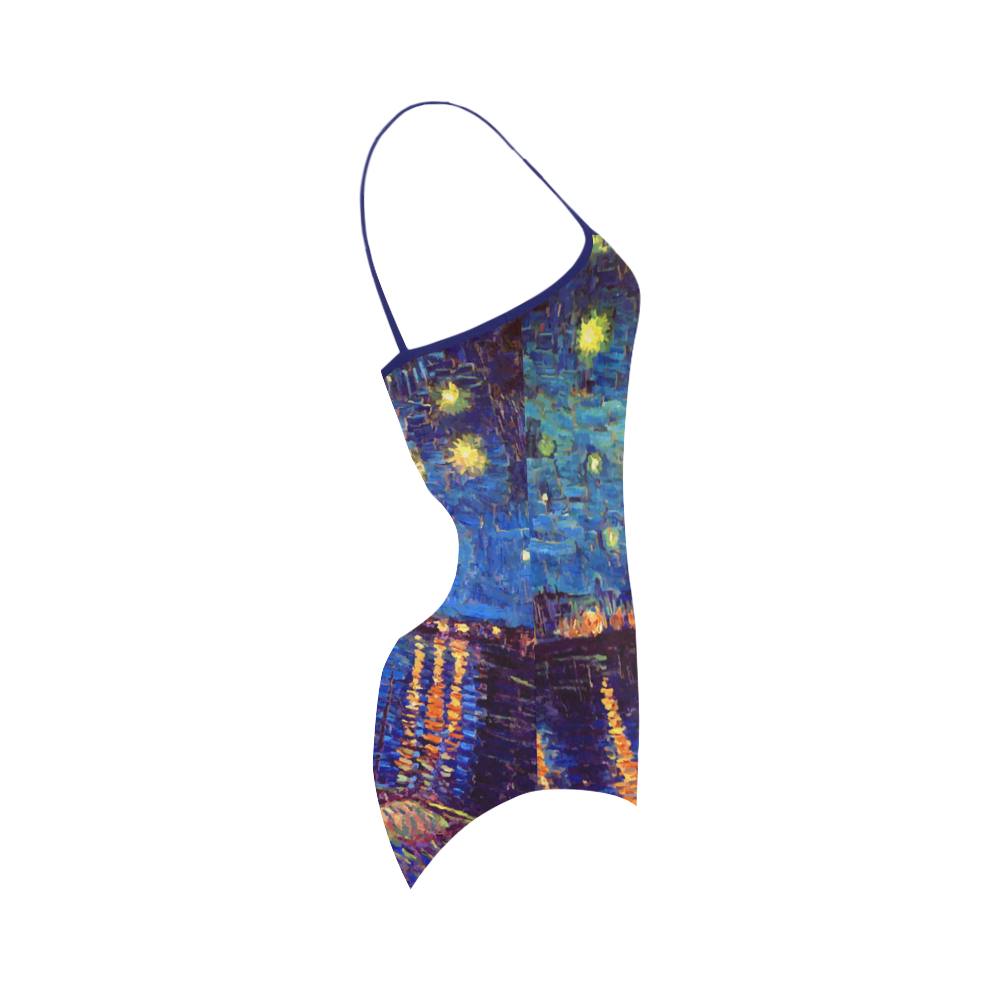 Van Gogh Starry Night Over Rhone Strap Swimsuit ( Model S05)