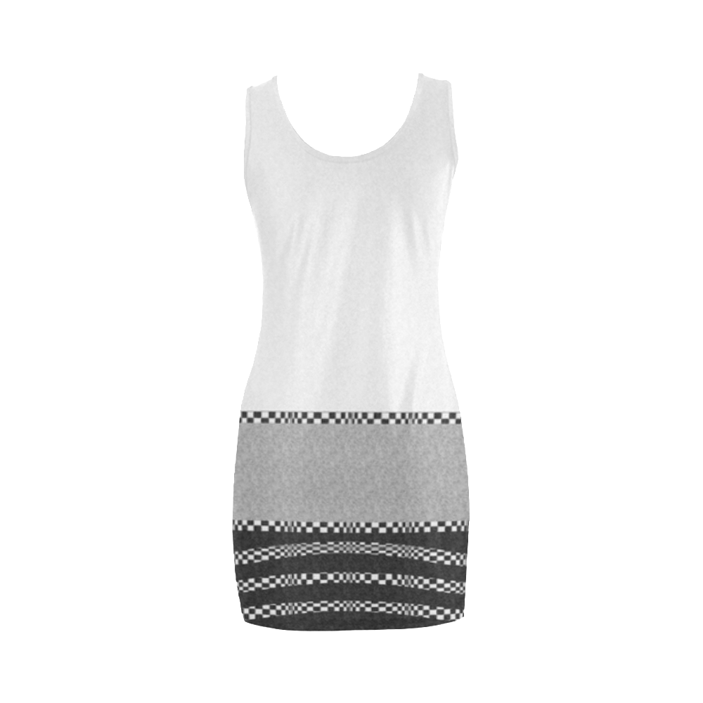 Compostion in Textured White, Grey & Black by Aleta Medea Vest Dress (Model D06)