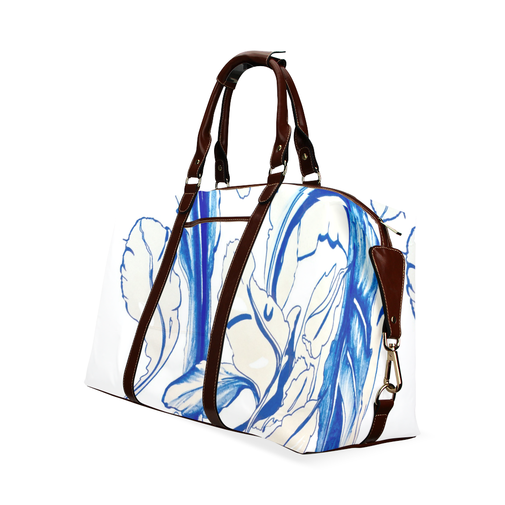 Blue Succulent White Classic Travel Bag (Model 1643)