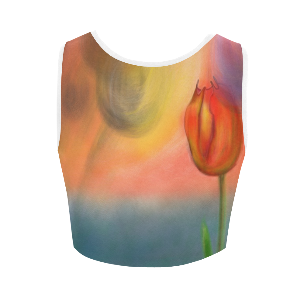 Peach Tulips Women's Crop Top (Model T42)