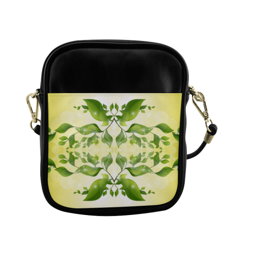 MAGIC LEAVES Kaleidoscope green yellow Sling Bag (Model 1627)