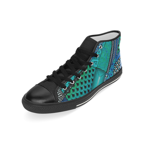 Blue Green Tangles by ArtformDesigns Men’s Classic High Top Canvas Shoes (Model 017)