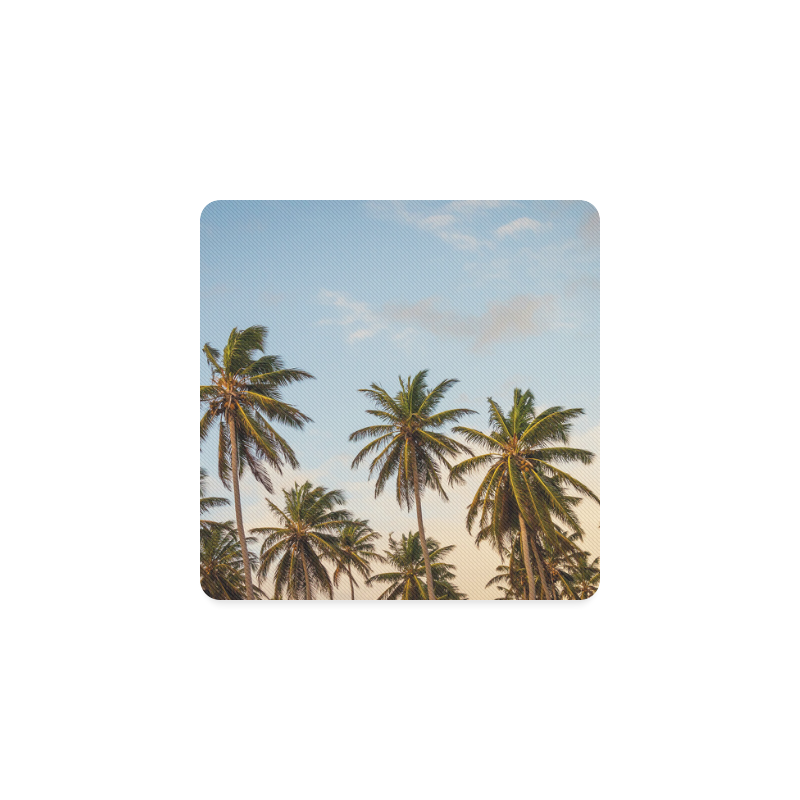 Chilling Tropical Palm Trees Blue Sky Scene Square Coaster