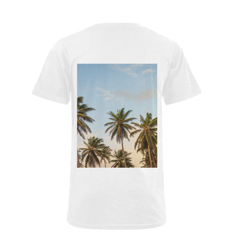 Chilling Tropical Palm Trees Blue Sky Scene Men's V-Neck T-shirt (USA Size) (Model T10)