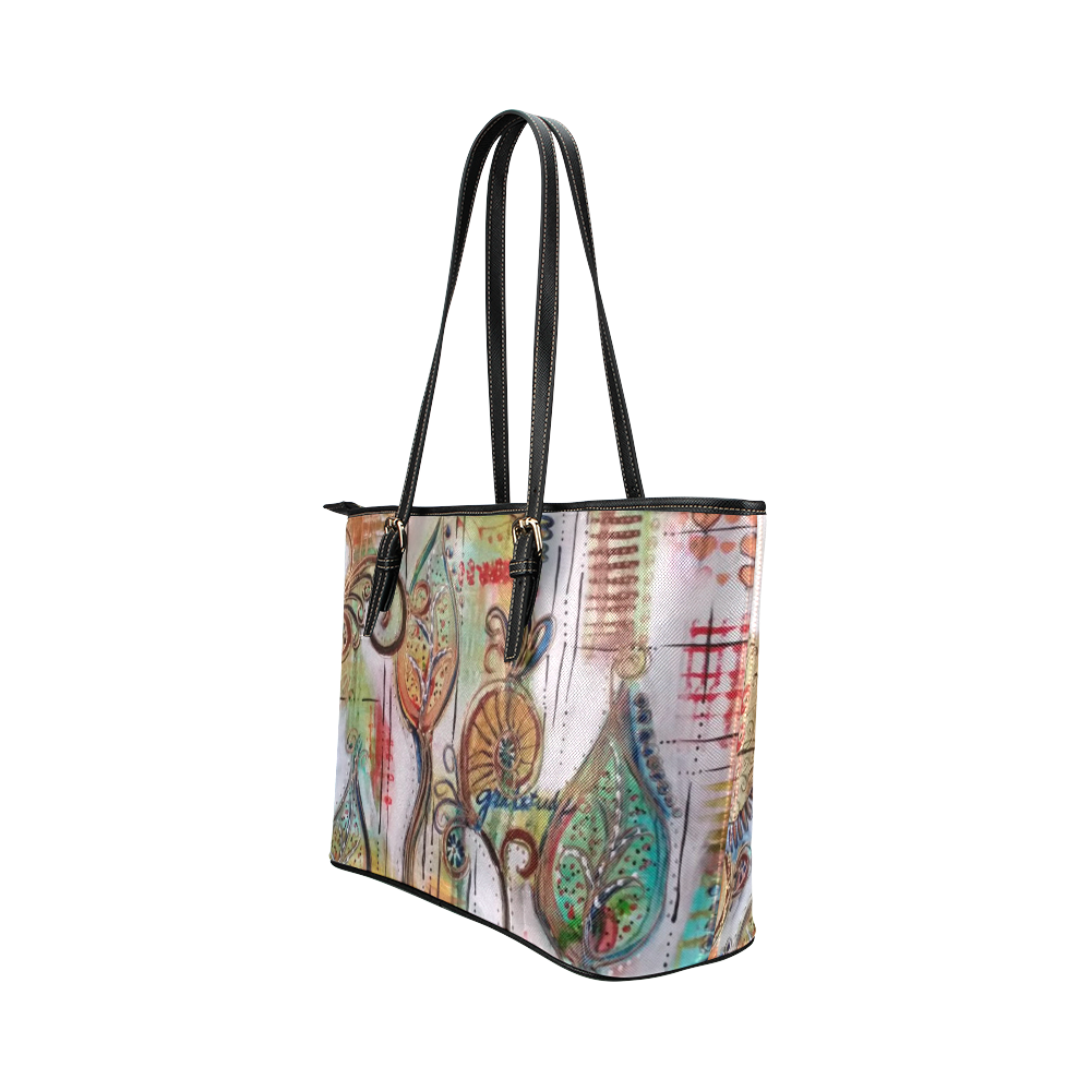 "GRATITUDE"-LEATHER TOTE Leather Tote Bag/Large (Model 1651)