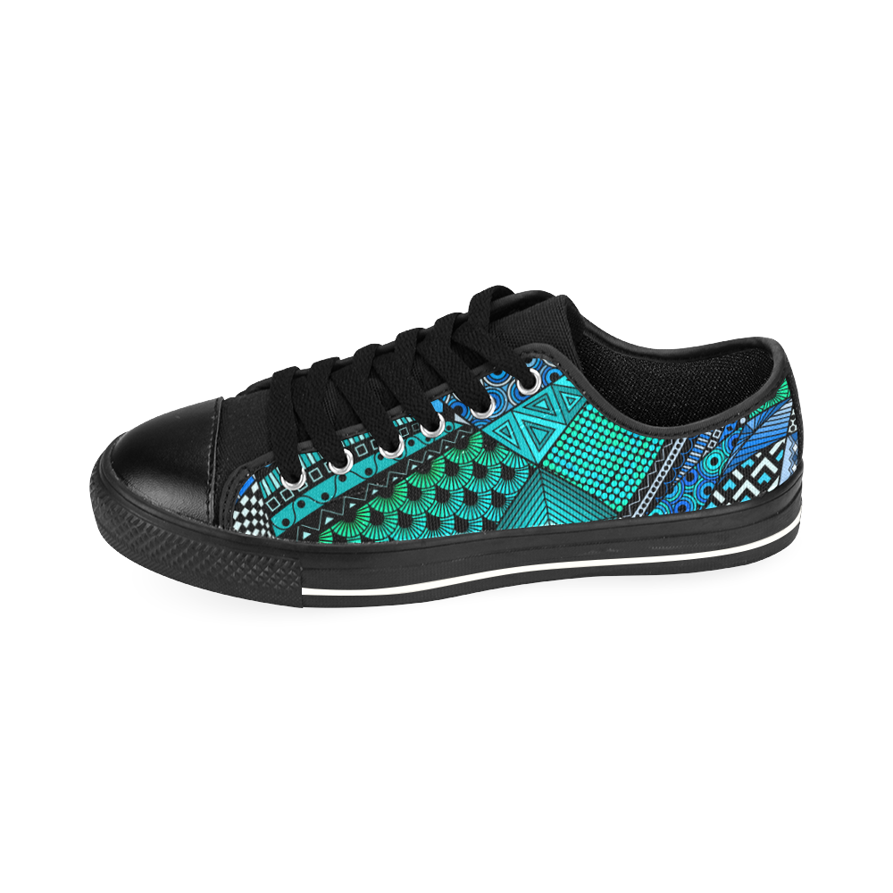 Blue Green Tangles by ArtformDesigns Men's Classic Canvas Shoes/Large Size (Model 018)