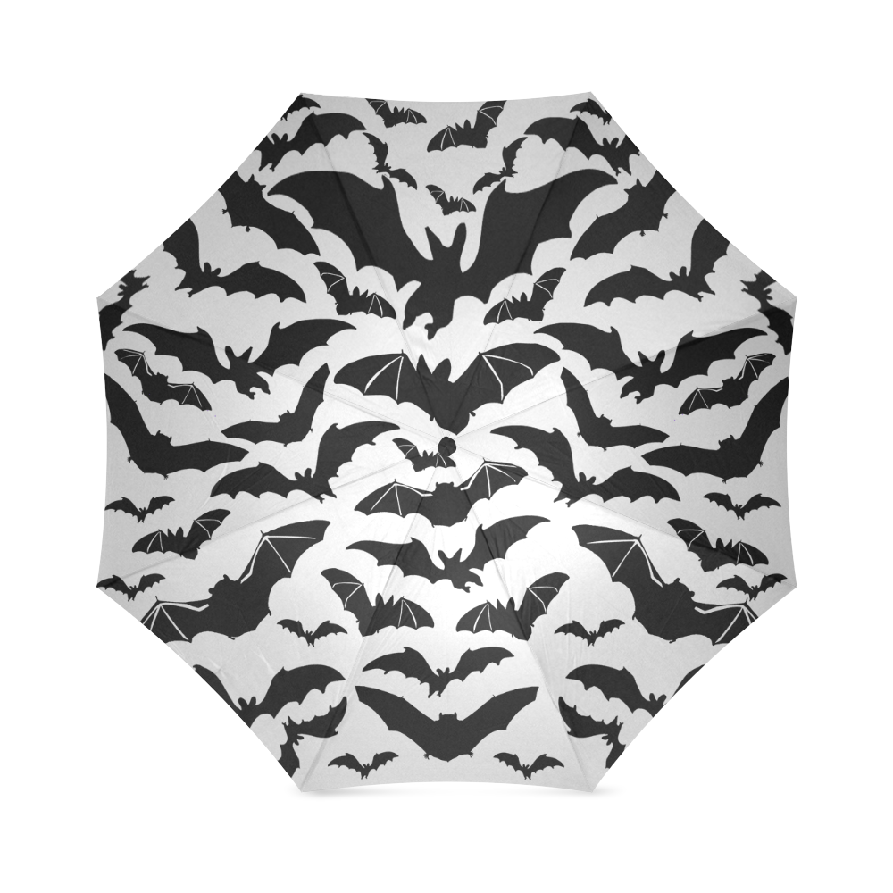 White and black bats umbrella Foldable Umbrella (Model U01)