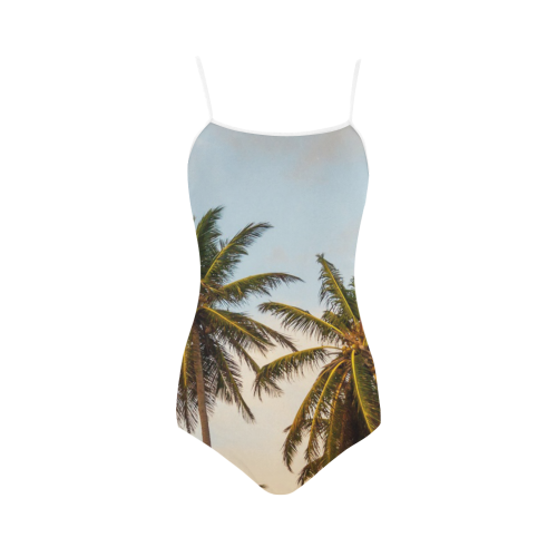 Chilling Tropical Palm Trees Blue Sky Scene Strap Swimsuit ( Model S05)