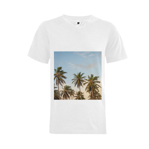 Chilling Tropical Palm Trees Blue Sky Scene Men's V-Neck T-shirt (USA Size) (Model T10)