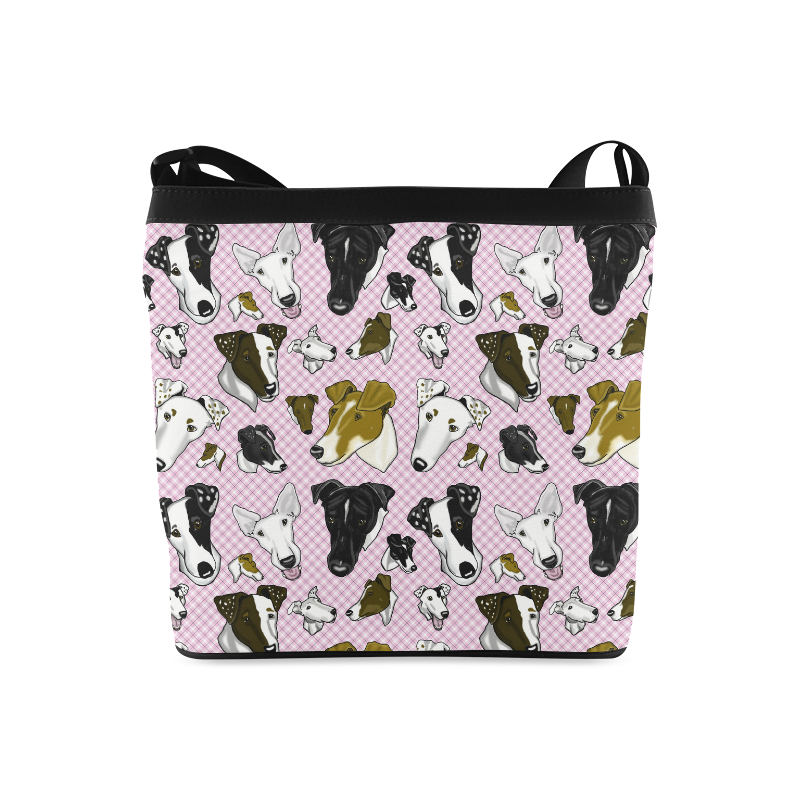 Smooth fox Terrier Plaid pink Crossbody Bags (Model 1613)
