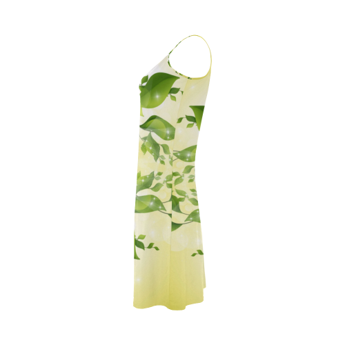 MAGIC LEAVES Kaleidoscope green yellow Alcestis Slip Dress (Model D05)