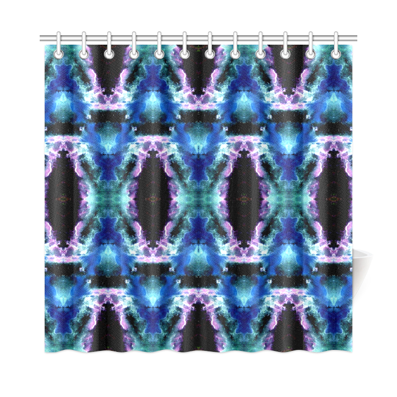 Blue, Light Blue, Metallic Diamond Pattern Shower Curtain 72"x72"