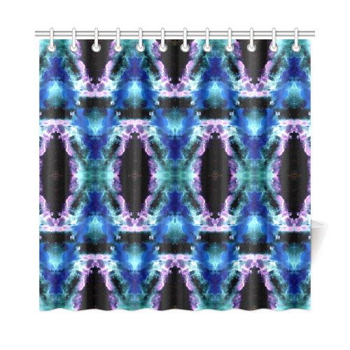 Blue, Light Blue, Metallic Diamond Pattern Shower Curtain 72"x72"