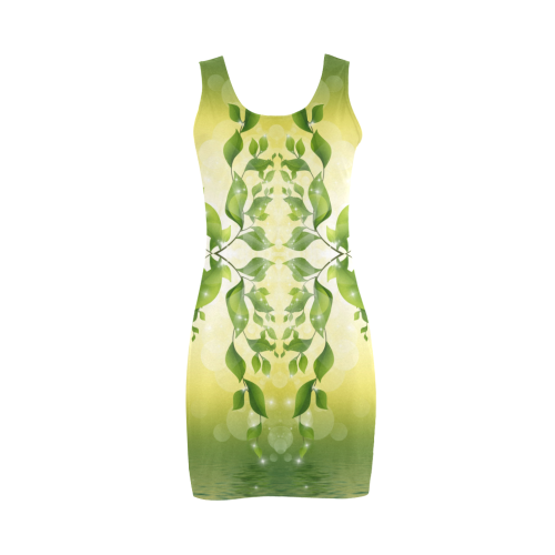 MAGIC LEAVES Kaleidoscope green yellow Medea Vest Dress (Model D06)