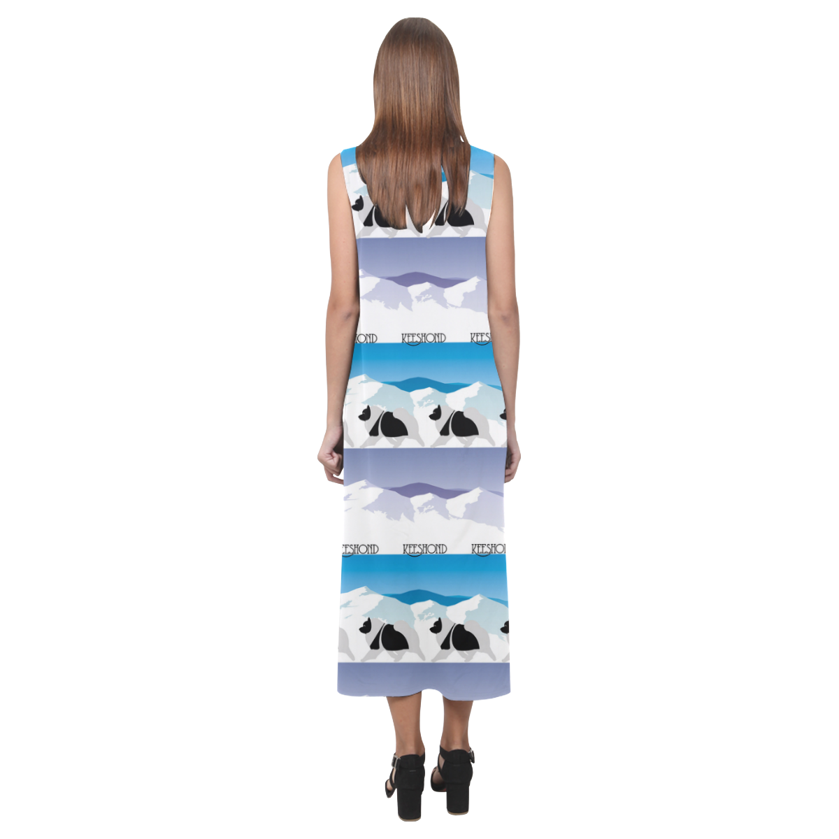 Keeshond  Rockin the Rockies 2 Phaedra Sleeveless Open Fork Long Dress (Model D08)