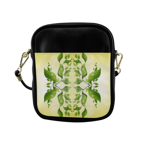 MAGIC LEAVES Kaleidoscope green yellow Sling Bag (Model 1627)