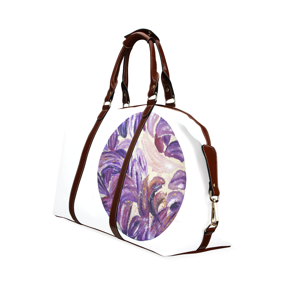 Purple Leaves with Gold Flakes Classic Travel Bag (Model 1643)