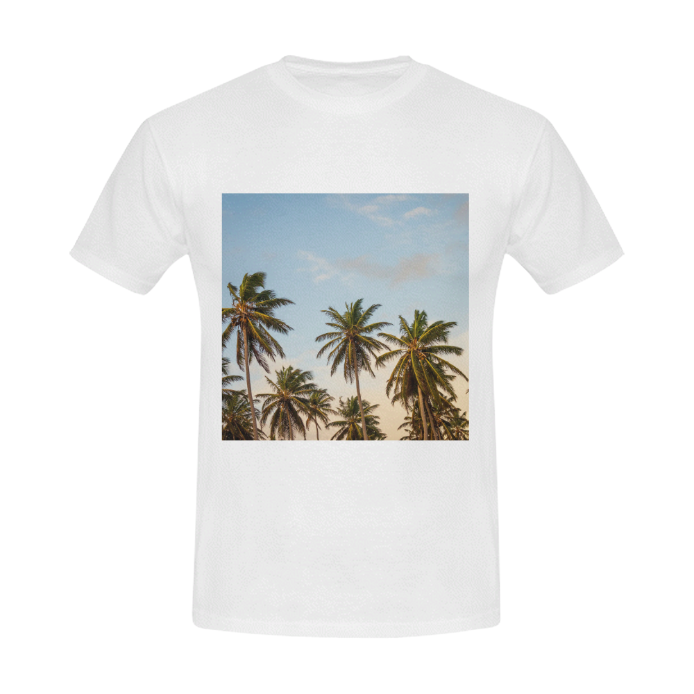 Chilling Tropical Palm Trees Blue Sky Scene Men's Slim Fit T-shirt (Model T13)