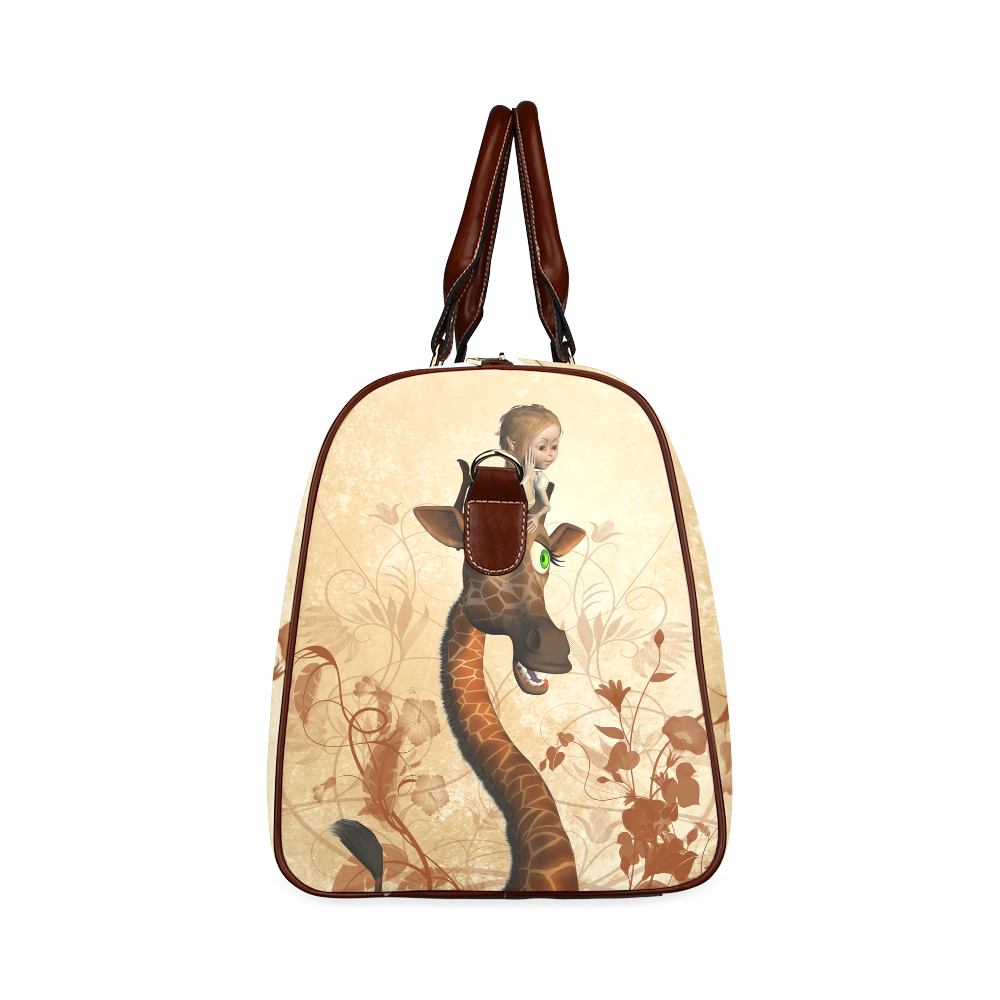 Funny, cute giraffe with fairy Waterproof Travel Bag/Small (Model 1639)