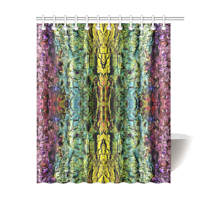 Abstract, Yellow Green, Purple, Shower Curtain 60"x72"