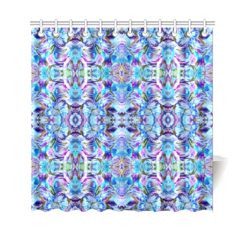 Elegant Turquoise Blue Flower Pattern Shower Curtain 69"x70"