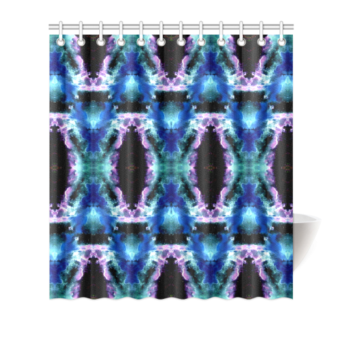 Blue, Light Blue, Metallic Diamond Pattern Shower Curtain 66"x72"
