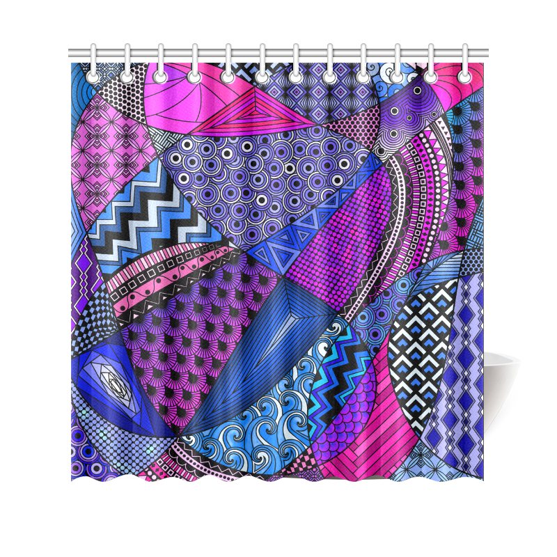 Pink Purple Blue Tangles by ArtformDesigns Shower Curtain 69"x70"