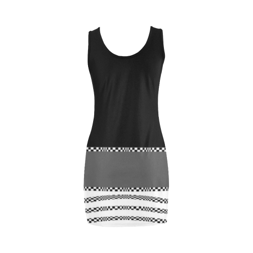 Composition in Black, Grey & White by Aleta Medea Vest Dress (Model D06)