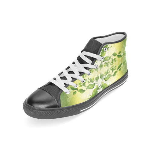 MAGIC LEAVES Kaleidoscope green yellow Women's Classic High Top Canvas Shoes (Model 017)