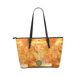 The ballet dancer  in yellow and red Leather Tote Bag/Large (Model 1640)