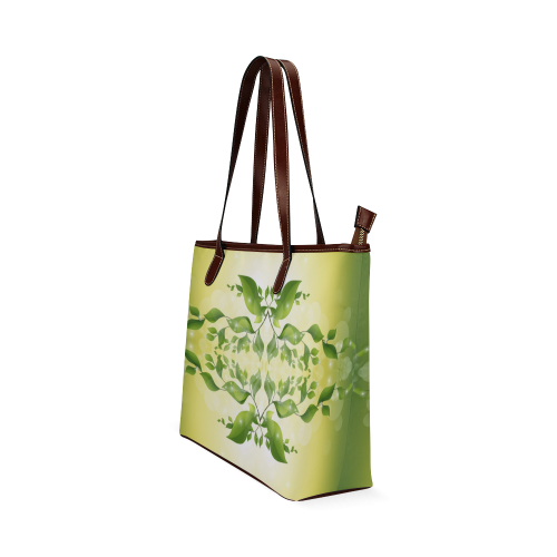 MAGIC LEAVES Kaleidoscope green yellow Shoulder Tote Bag (Model 1646)