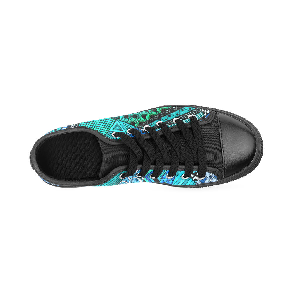 Blue Green Tangles by ArtformDesigns Men's Classic Canvas Shoes/Large Size (Model 018)