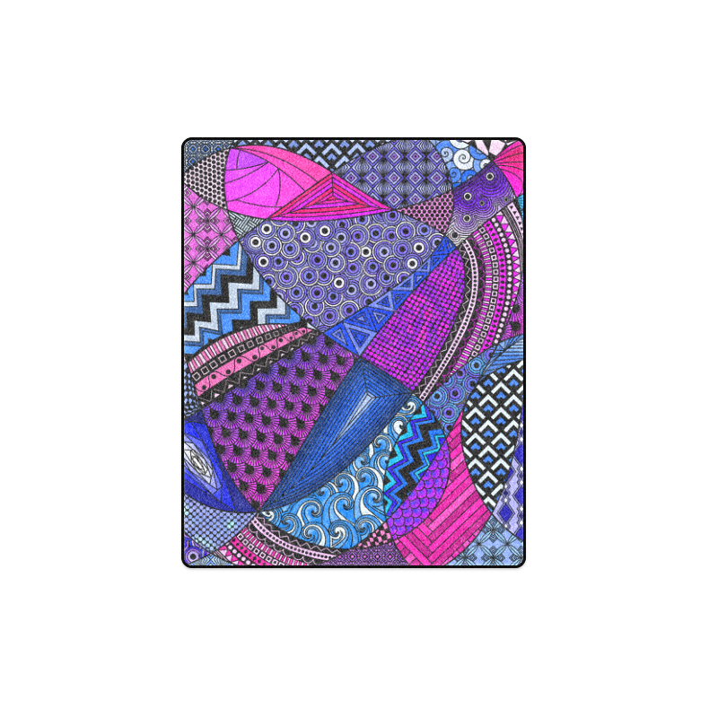 Pink Purple Blue Tangles by ArtformDesigns Blanket 40"x50"