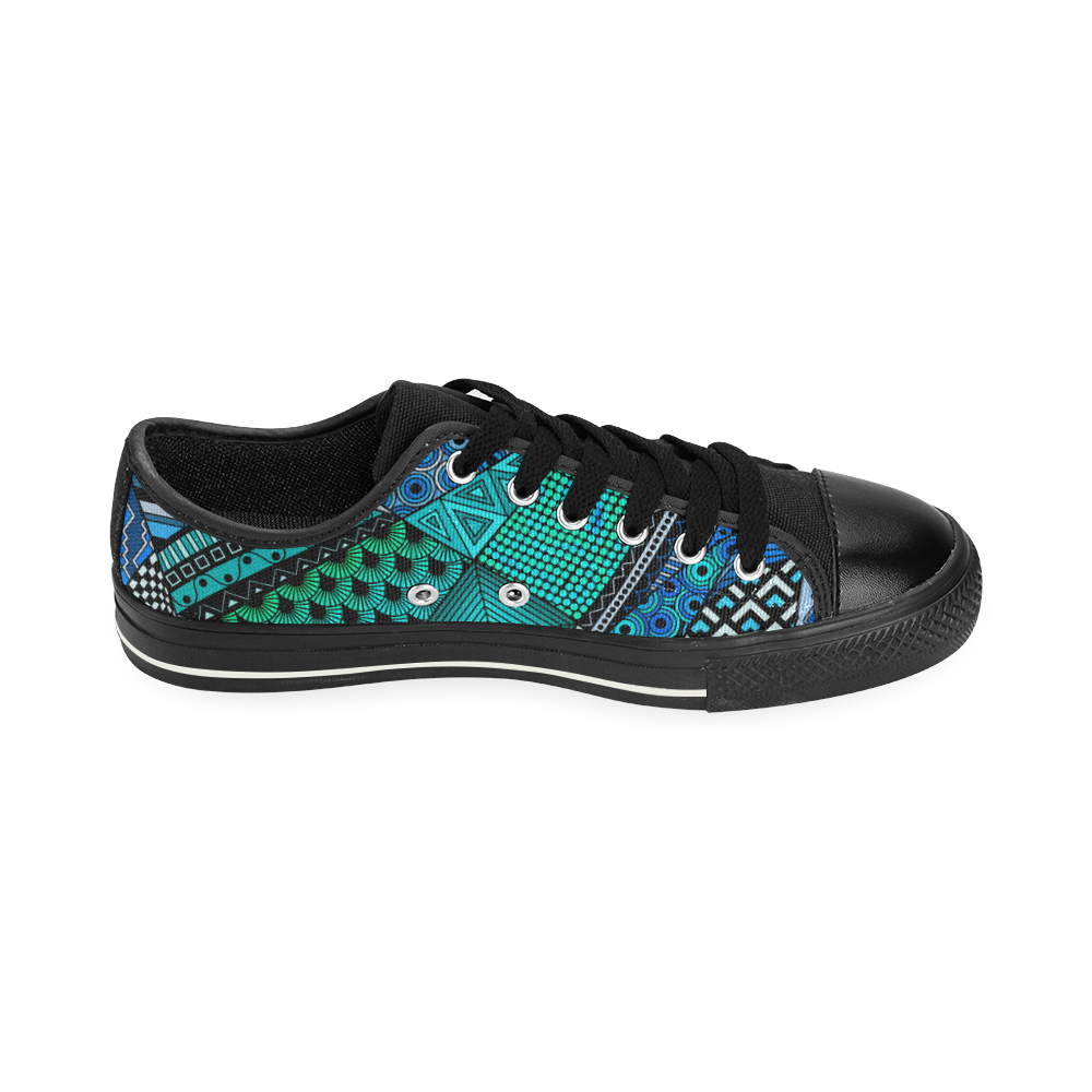Blue Green Tangles by ArtformDesigns Men's Classic Canvas Shoes (Model 018)