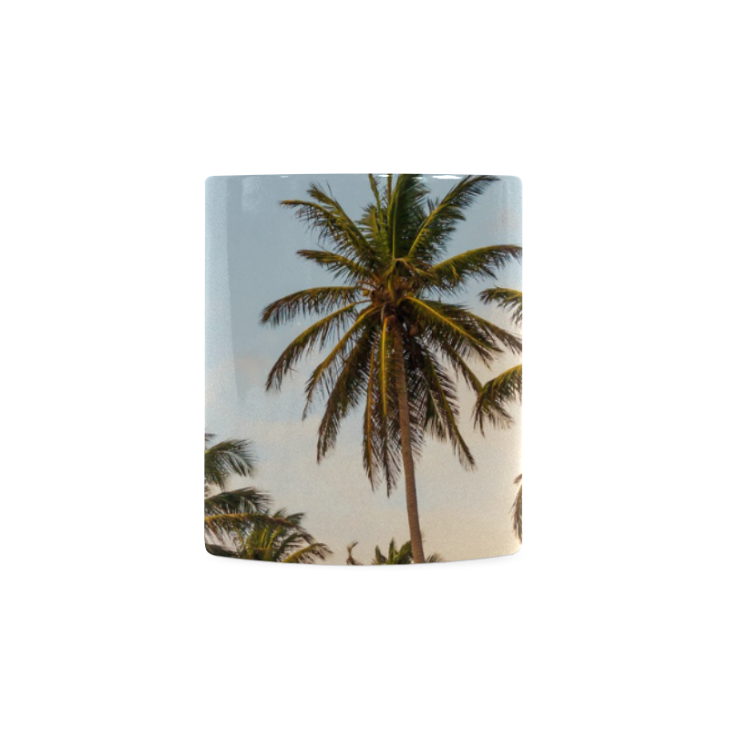 Chilling Tropical Palm Trees Blue Sky Scene White Mug(11OZ)