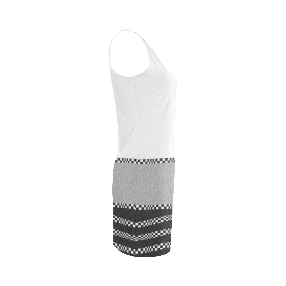 Compostion in Textured White, Grey & Black by Aleta Medea Vest Dress (Model D06)